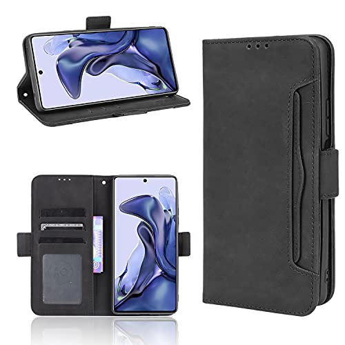 Boleyi Hüllen für Xiaomi 11T Pro/11t,PU Schutzhülle [Premium Leder] [Ultra Slim] [Card Slot] [Ständer] Flip Wallet Case Etui Handyhülle für Xiaomi 11T Pro-Schwarz von Boleyi