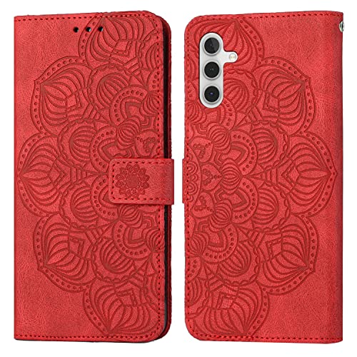 Handyhülle für Samsung Galaxy A54 5G Hülle Lederhülle Klappbar Flip Case Tasche Magnet Schutzhülle Samsung A54 5G Kartenfach Standfunktion Stoßfeste Case Klapphülle für Samsung Galaxy A54, Rot von Bolutou