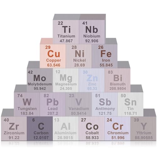 Bolvina 20-Teiliges Elements-Würfel-Set, Periodensystem der Elemente, Wolfram-Würfel 0,39, Wie Abgebildet, Metall für Elements Collection, von Bolvina