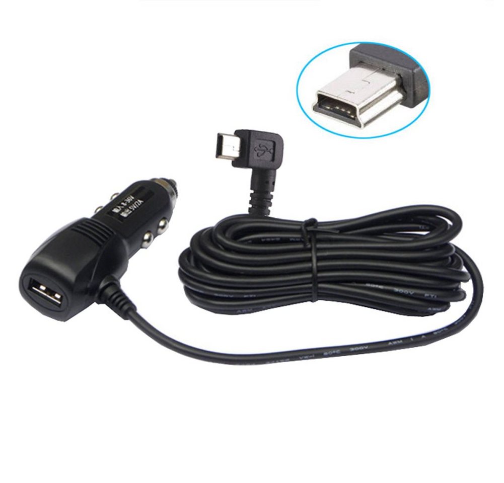 Bolwins G66C 3,5m KFZ Auto Ladegerät Adapter Kabel USB + mini USB 5pin für GPS Autoladekabel, (350 cm) von Bolwins