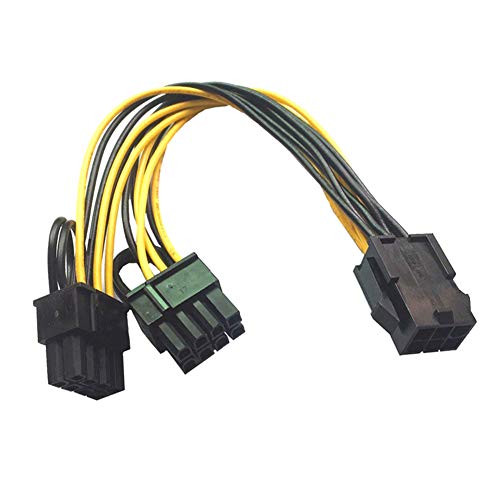 Bolwins R01S Grafikkarten Stromadapter - 6pin PCIe auf 2x 8pin (6+2) PCI-Express Adapter, 18cm GPU VGA Mining Videokarten-Konverterkabel, PCI Express Power Netzkabel von Bolwins