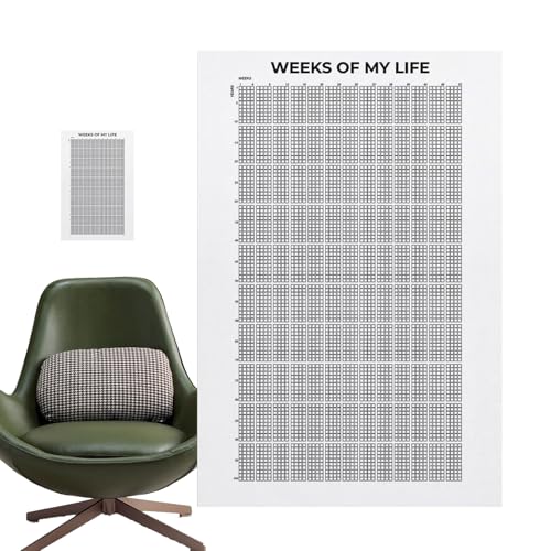 BommFu Wochen Meines Lebenskalenders | 4000 Wochen Weeks Of My Life Poster Calendar | Lebenswoche Poster Wanddeko | Motivationszitate Poster Wanddekoration - Cool Geschenke Für Männer Und Frauen von BommFu