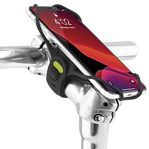 Bone Handyhalterung Fahrrad für Vorbau Befestigung, Stoßdämpfer Handyhalter Staße- Renn- und Tourenrad, Fahrrad Handyhalterung für Smartphone 5,8-7,2 Zoll iPhone Samsung - Bike Tie Pro 3 - Schwarz von Bone