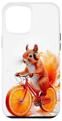 Hülle für iPhone 12 Pro Max Eichhörnchen Fahrrad Kopfhörer Orangensaft von Bonito Fracaso