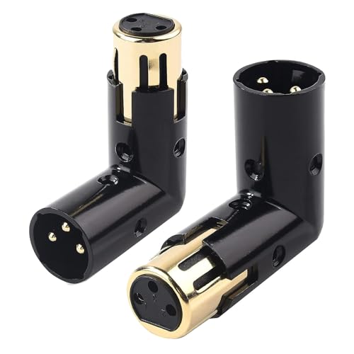 Bonkshire 2 Stück Audio-Adapterstecker, Verstellbarer Stecker auf Buchse, Rechtwinkliger XLR-Mikrofonkabel-Adapter, XLR-Adapterstecker (XLR-90-Grad-Adapter) von Bonkshire