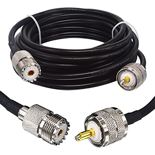 BOOBRIE 5M UHF Kabel RG58/U Koaxialkabel Adapter PL259 SO239 Koaxialkabel UHF-Stecker auf UHF-Buchse CB-Verlängerungskabel Verlustarmes Kabel für CB-Amateurfunk/Antenne/Rundfunk von Boobrie