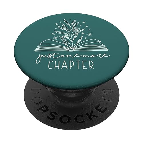 Just One More Chapter Buchliebhaber mit Blumenmuster, Jadegrün PopSockets mit austauschbarem PopGrip von Book Lover Gifts by Vine Mercantile