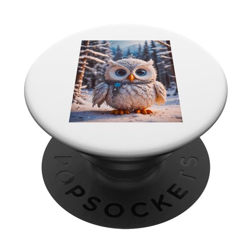 Schnee-Eule Winter super süße Tiere Wald Vogel PopSockets Klebender PopGrip von Boom Manufaktur