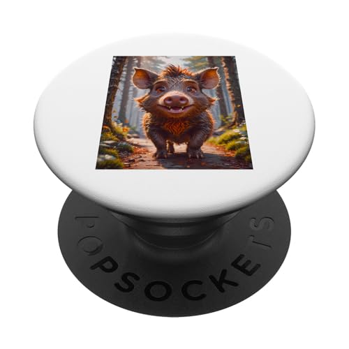 Wildschwein, supersüße Tiere in einem Waldwald, cool, süß PopSockets Klebender PopGrip von Boom Manufaktur