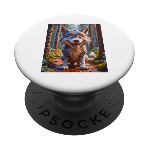 Wolf super süße Tiere in einem Wald Wald cool süß PopSockets Klebender PopGrip von Boom Manufaktur