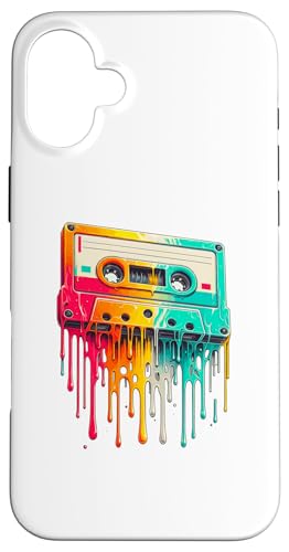 Hülle für iPhone 16 Plus Dripping Paint Art Cassette Player Music Tape Recorder von Boombox Music Stereo Cassete Gifts