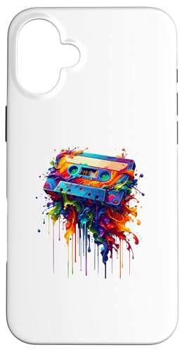 Hülle für iPhone 16 Plus Dripping Paint Art Kassettenrekorder Musik Tonbandgerät von Boombox Music Stereo Cassete Gifts