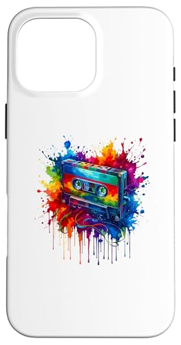 Hülle für iPhone 16 Pro Max Splash Art Kassettenrekorder Musik Tonbandgerät von Boombox Music Stereo Cassete Gifts