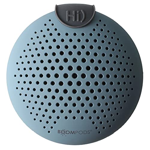 Boompods Soundclip tragbarer Bluetooth Lautsprecher mit Amazon Alexa - Outdoor Lautsprecher klein, IPX6 wasserdicht, 5 Std Spielzeit, Mikrofon & Dual Pairing, für Dusche, Reisen, iPhone, Eisblau von Boompods