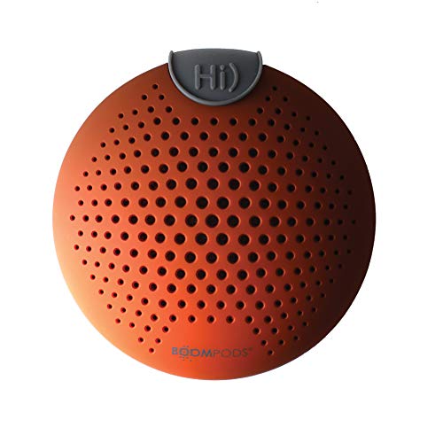 Boompods Soundclip tragbarer Bluetooth Lautsprecher mit Amazon Alexa - Outdoor Lautsprecher klein, IPX6 wasserdicht, 5 Std Spielzeit, Mikrofon & Dual Pairing, für Dusche, Reisen, iPhone, Orange von Boompods