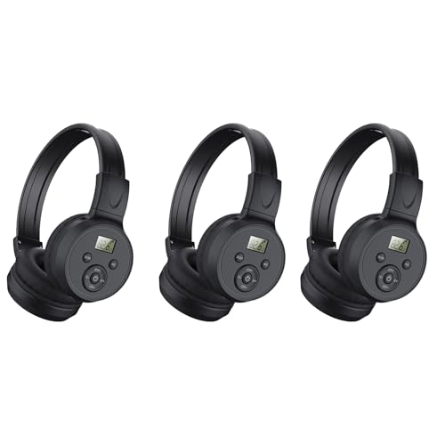 Booso 3X Tragbare Drahtlose FM-Radio-KopfhöRer, Wiederaufladbarer FM-Radio-Headset-EmpfäNger für Meetings, TäGliche Arbeiten, Wandern, Joggen von Booso