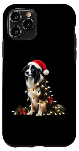 Hülle für iPhone 11 Pro Border Collie mit Weihnachtsmütze und Weihnachtsbeleuchtung Hundebesitzer von Border Collie Christmas Products