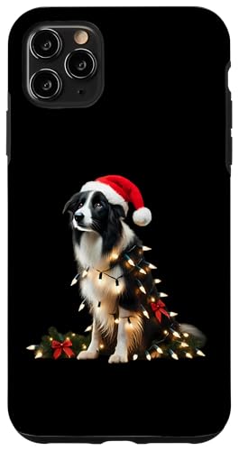 Hülle für iPhone 11 Pro Max Border Collie mit Weihnachtsmütze und Weihnachtsbeleuchtung Hundebesitzer von Border Collie Christmas Products