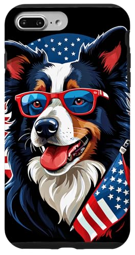 Hülle für iPhone 7 Plus/8 Plus Proud Border Collie Patriotische amerikanische Flagge Border Collie von Border Collie Designs Ajeli