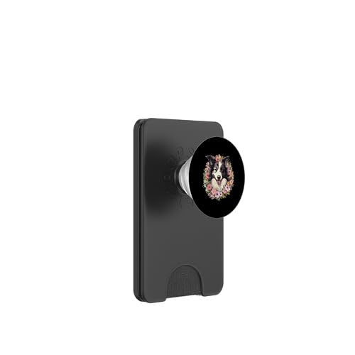 Border Collie Hund - Niedliche Grafik mit Blumen PopSockets PopWallet für MagSafe von Border Collie Dog Designs