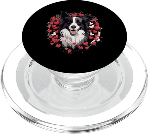 Border Collie Hund – niedliche Grafik mit Herzen PopSockets PopGrip für MagSafe von Border Collie Dog Designs