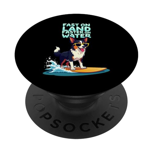 Cooler Border Collie Surfing Dog PopSockets Klebender PopGrip von Border Collie Fun Designs