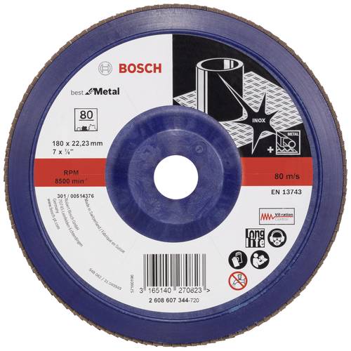 Bosch Accessories 2608607344 X571 Fächerschleifscheibe Durchmesser 180mm Bohrungs-Ø 22.33mm Stahl von Bosch Accessories