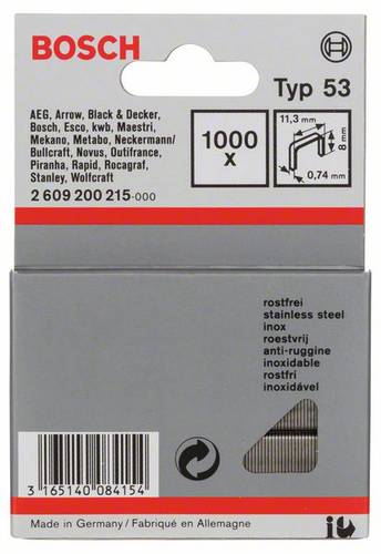 Bosch Accessories 2609200215 Feindrahtklammern Typ 53 1000 St. Abmessungen (L x B) 8mm x 11.4mm von Bosch Accessories