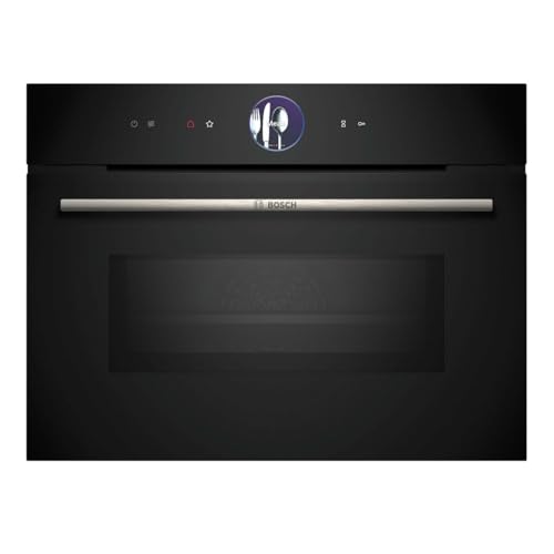 Bosch CMG7241B1, Serie 8 smarter Einbau-Kompaktbackofen mit Mikrowellenfunktion, 45 x 60 cm, Schwarz, Made in Germany, Air Fry, Digitaler Bedienring, Touchdisplay, Automatikprogramme Reinigungshilfe von Bosch