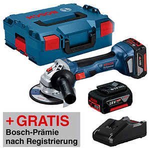 AKTION: BOSCH Professional GWS 18V-7 Akku-Winkelschleifer-Set 18,0 V, mit 2 Akkus mit Prämie nach Registrierung von Bosch Professional