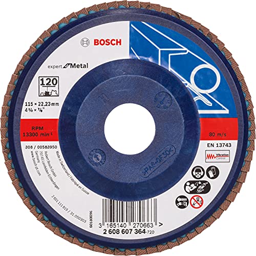 Bosch Faecherschleifscheibe X551 Expert for Metal 115mm Korn 120, 1 Stk. von Bosch