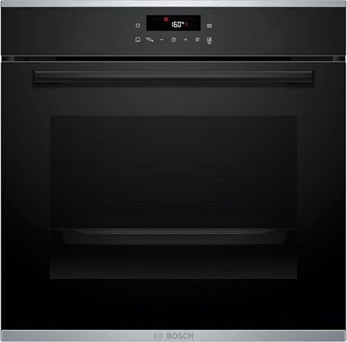 Bosch HBA272BB3, Serie 4, Einbau-Backofen, 60 x 60 cm, Pyrolyse-Selbstreinigung, LED Touch Control, 3D-Heißluft, 10 Automatikprogramme, Hydrolytische Reinigungshilfe, Schnellaufheizung, Schwarz von Bosch