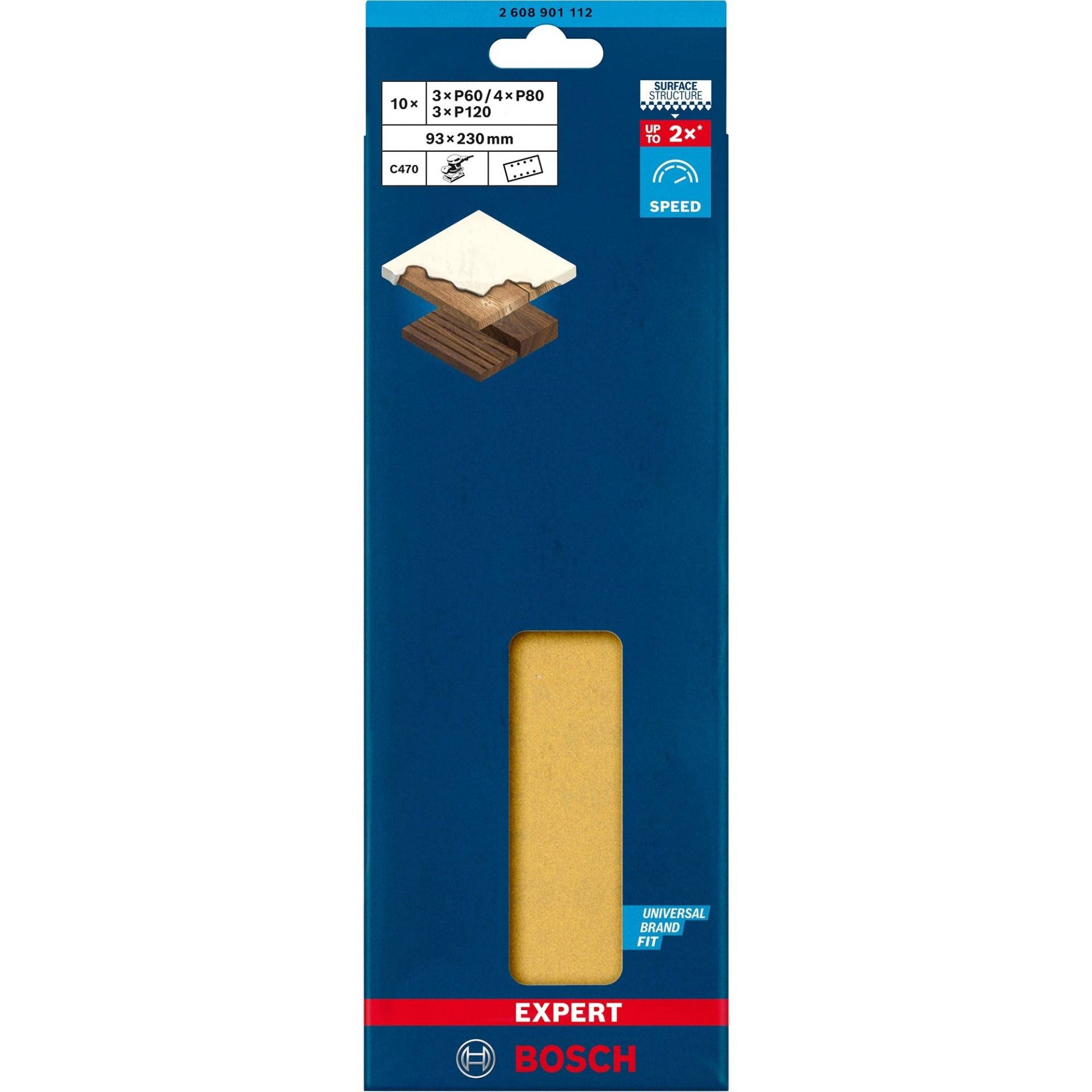 Expert C470 Schleifblatt-Set, 93 x 230mm, K60 / 80 / 120 von Bosch