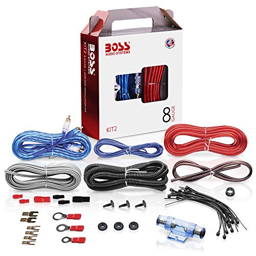 BOSS AUDIO KIT2 8 Gauge/ 3,27 mm Auto Installations-Set Verstärker Endstufe Kabel Anschlusskabel Cinch Kabel, Mehrfarben von Boss Audio