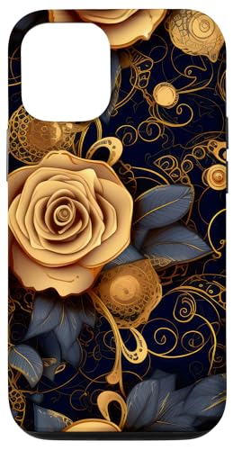 Hülle für iPhone 12/12 Pro Orange & Blau Muster Steampunk Ästhetische Blume von BotanicCharm