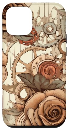 Hülle für iPhone 15 Pro Orange Steampunk Ästhetisches Blumenmuster von BotanicCharm