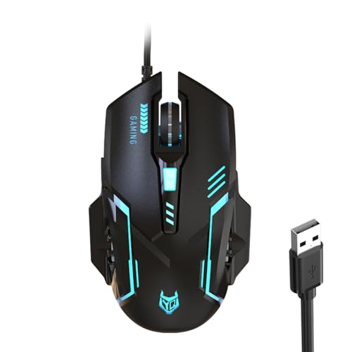 Bottone Kabelgebundenes Gaming-Modus, 3600 dpi, verstellbare RGB-Hintergrundbeleuchtung, ergonomische Form, leicht, Computer für PC-Laptop-Gamer von Bottone