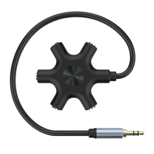 Bottone Kopfhörer-Splitter, 3,5 mm, Stecker auf Buchse, Kopfhörer-Splitter, 5 Anschlüsse, Headset-Adapter für Smartphones, Laptops, PC von Bottone