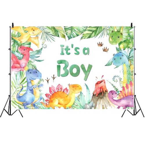 Bovlleetd Baby Shower Hintergrundkulisse Es ist EIN Junge Regenwald Buntes Dinosaurierland Bunter ausbrechender Kleiner Vulkan Geschlechtsenthüllung Hintergrund10x8ft Vinyl von Bovlleetd