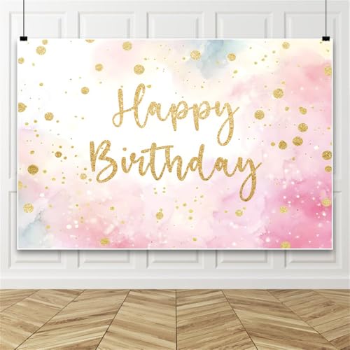 Bovlleetd Fantasie Aquarell-Stil Alles Gute zum Geburtstag Hintergrund Dunst der Träume Fotohintergrund Dämmerungszone Liebling Dusche Hintergrund 12x8ft Vinyl von Bovlleetd