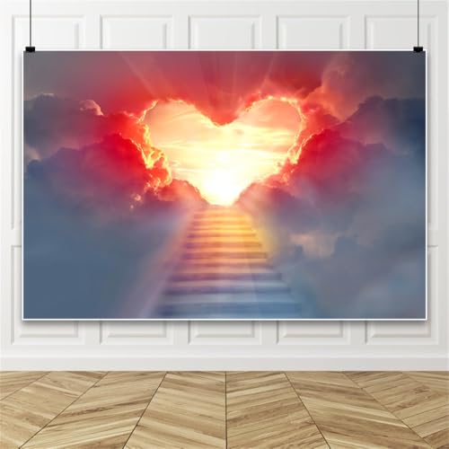 Bovlleetd Fotografie Backdrop Scharlachrot Abend Wolke Herz Jesus Paradise Backdrop für Epiphanie Kleinkind Taufe Kirche Dekoration Christliche Veranstaltungen Fotohintergrund 12x6ft Vinyl von Bovlleetd