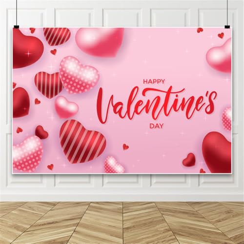 Bovlleetd Glücklich Valentinstag Rosa Hintergrund Funkelnde Liebe Hintergrund für Valentinstag Fotohintergrund Hochzeit Valentinstag Party Dekoration 180x350cm Vinyl von Bovlleetd