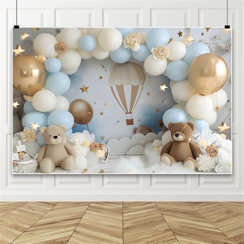 Bovlleetd Träumerisch Teddy Bear Balloon Theme Fotografie Hintergrund, Hintergrund für Baby-Dusche Geburtstage Party Graduierung Zeremonien Hochzeiten 100x150cm Vinyl von Bovlleetd