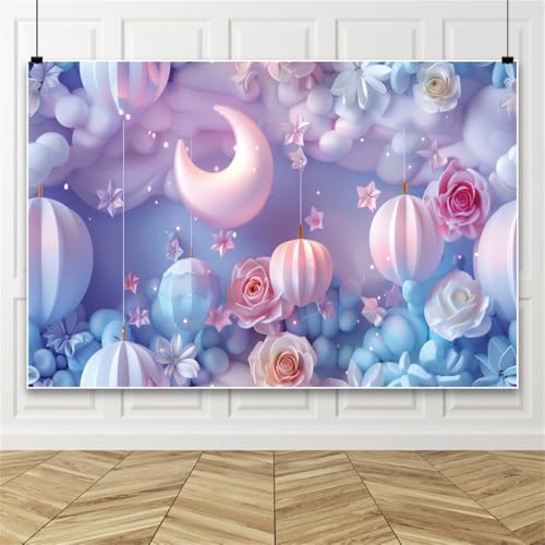 Bovlleetd Träumerisch blau lila Fotografie Hintergrund, wunderschöne Rose Mond Hintergrund für Baby-Dusche Geburtstage Party Graduierung Zeremonien Hochzeiten 150x220cm Vinyl von Bovlleetd