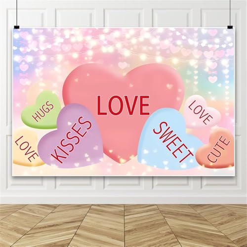 Bovlleetd Valentinstag Liebe süß niedlich Kuss Umarmung Hintergrund Bunte Herz Hintergrund für glückliche Valentinstag Fotohintergrund Hochzeit Valentinstag Party Dekoration 150x220cm Vinyl von Bovlleetd