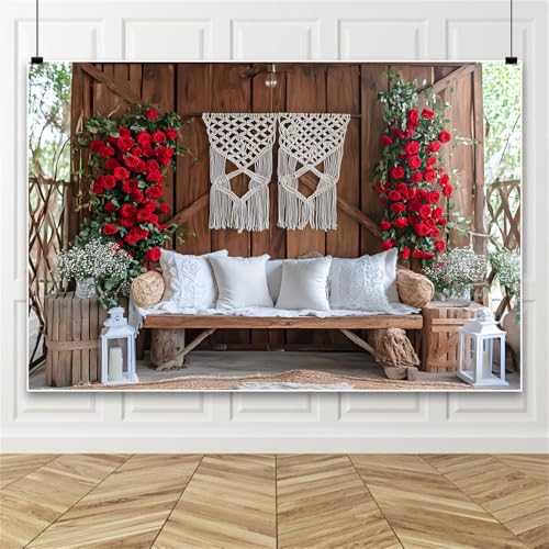 Bovlleetd Valentinstag böhmische Hütte Hintergrund Blumen Hintergrund für glückliche Valentinstag Fotokulisse Hochzeit Valentinstag Party Dekoration 200x300cm Vinyl von Bovlleetd