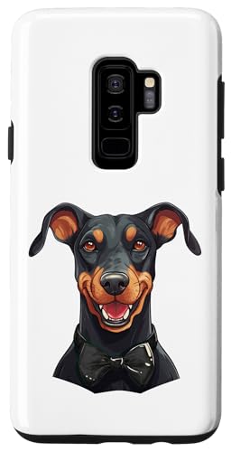 Hülle für Galaxy S9+ Dobermann Hund mit Fliege, Schwarz von Bowtie & Bark Tees