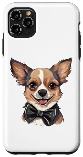 Hülle für iPhone 11 Pro Max Chihuahua Hund mit Fliege, Schwarz von Bowtie & Bark Tees