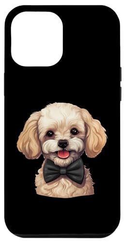 Hülle für iPhone 12 Pro Max Maltipoo Hund mit Fliege, Schwarz von Bowtie & Bark Tees