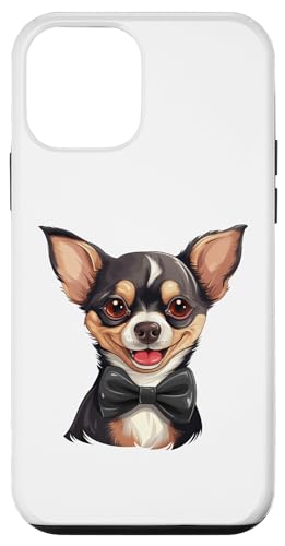 Hülle für iPhone 12 mini Chihuahua Hund mit Fliege, Schwarz von Bowtie & Bark Tees
